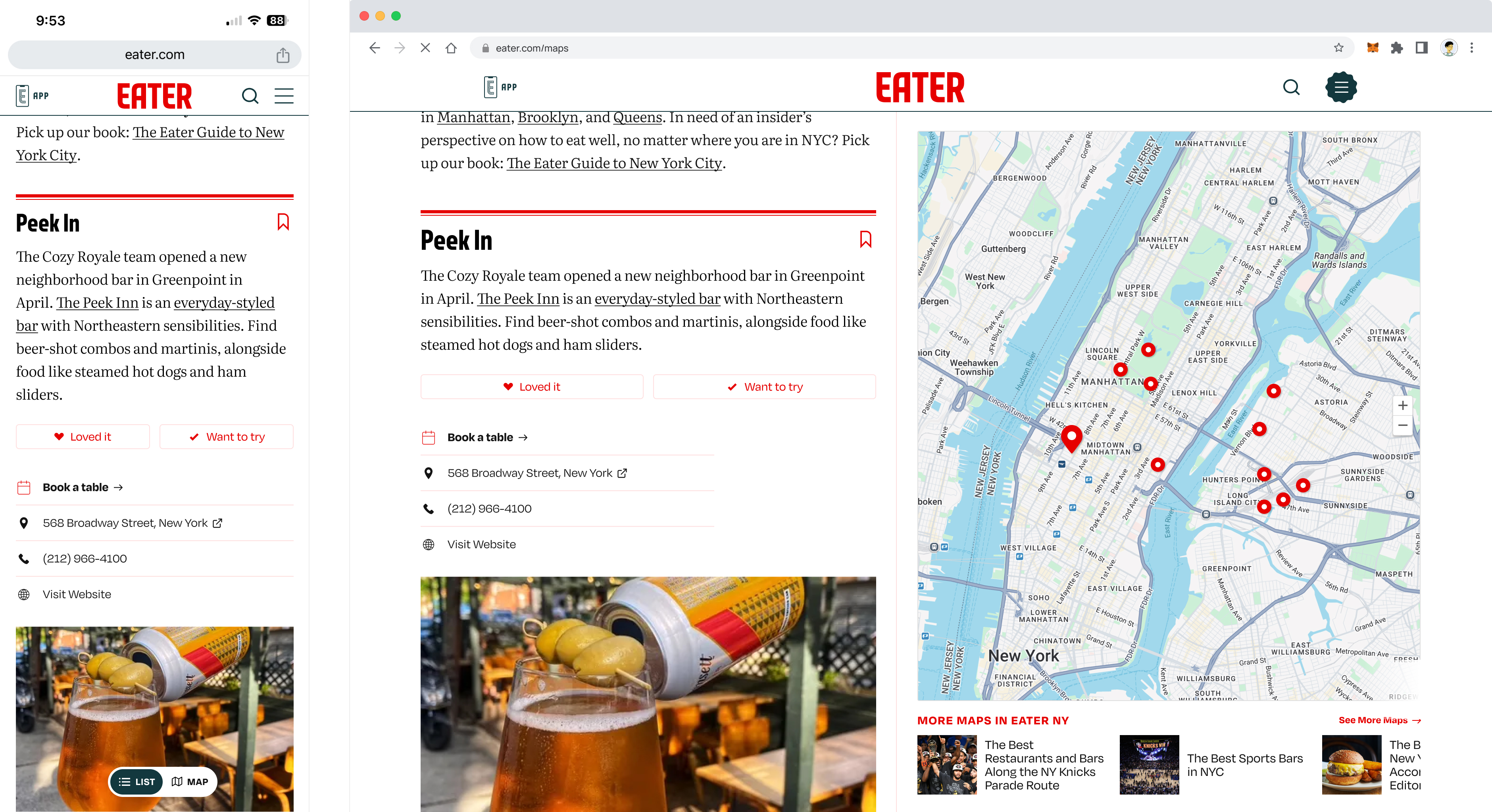 venue in maps page experience