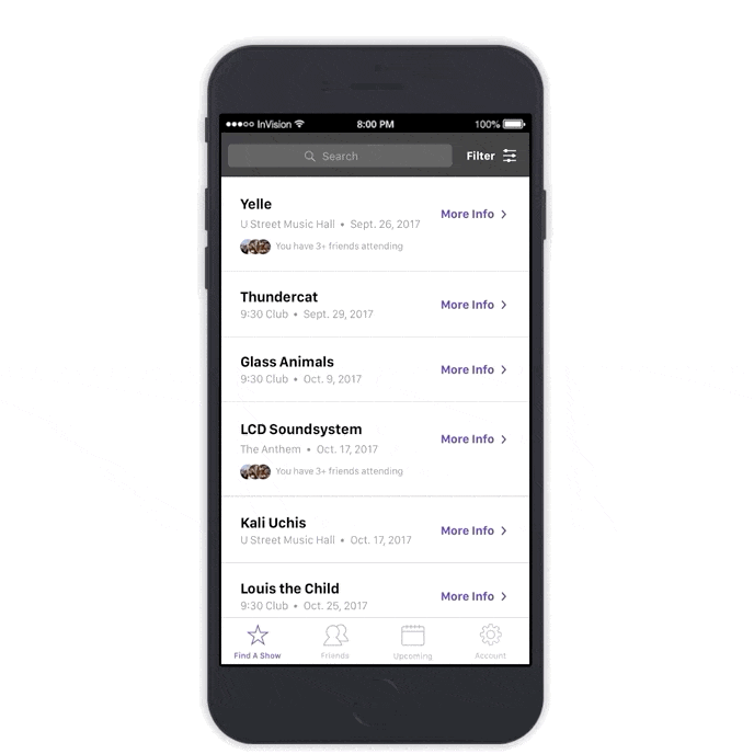 prototype of the GIG app I created