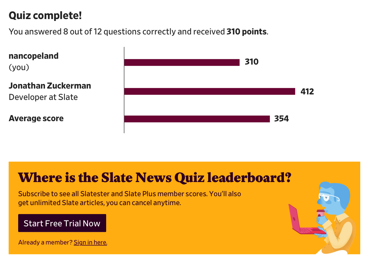 Leaderboard being blocked by a prompt to sign up for Slate Plus
