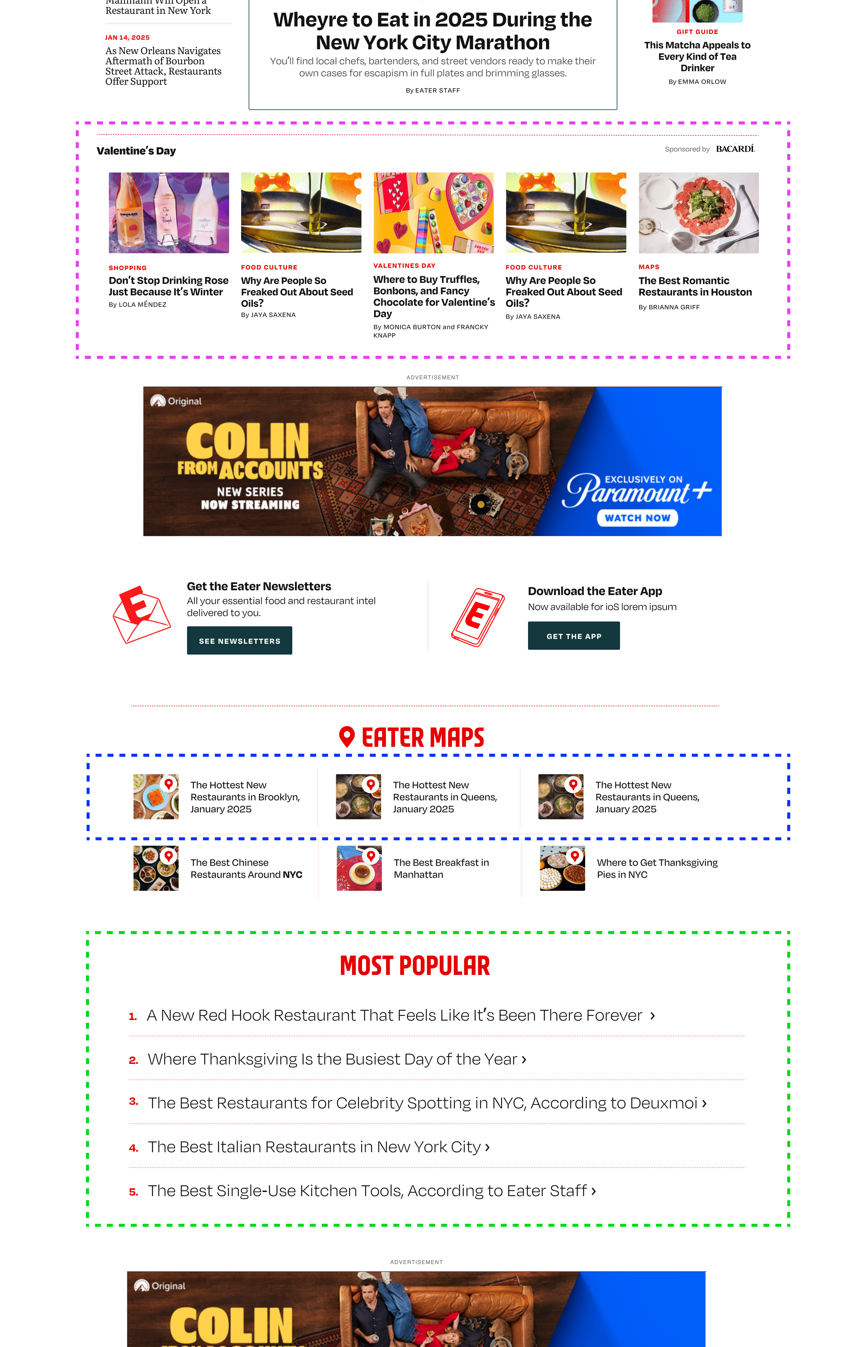 Shared components on Eater desktop homepage