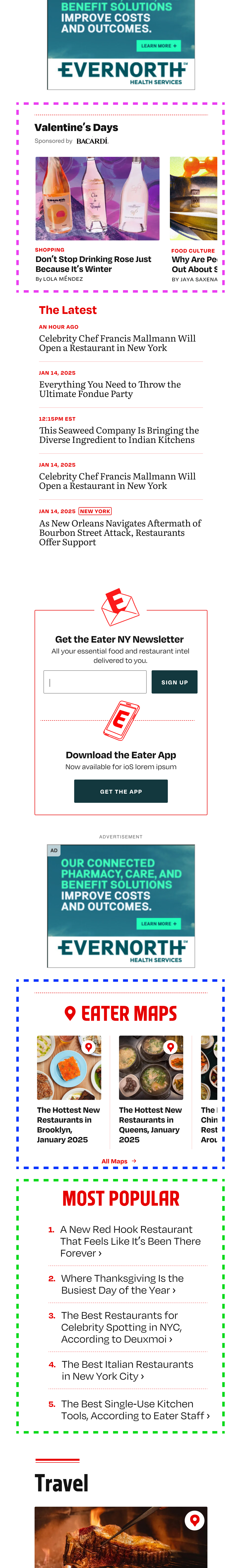 Shared components on Eater mobile homepage
