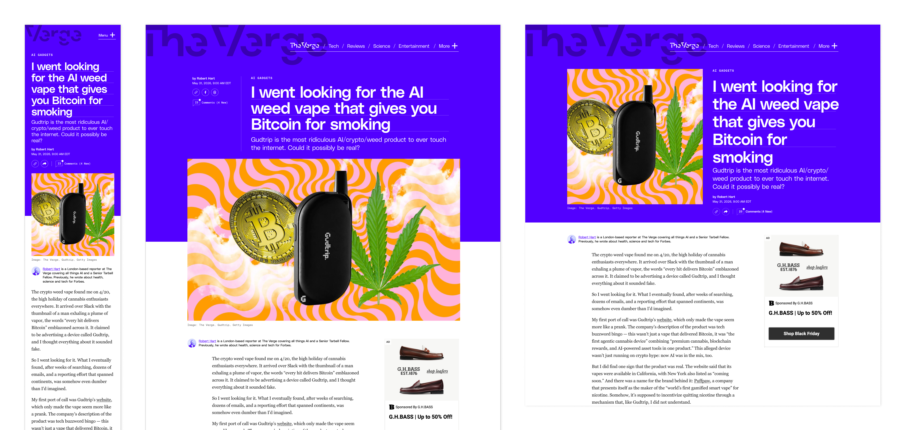 Feature article template on The Verge