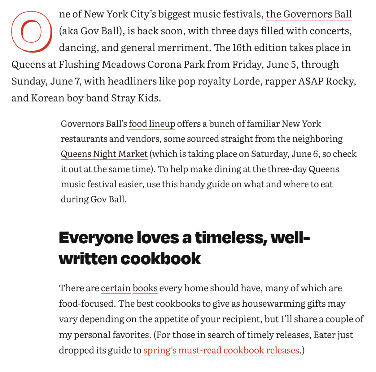 paragraph components on Eater