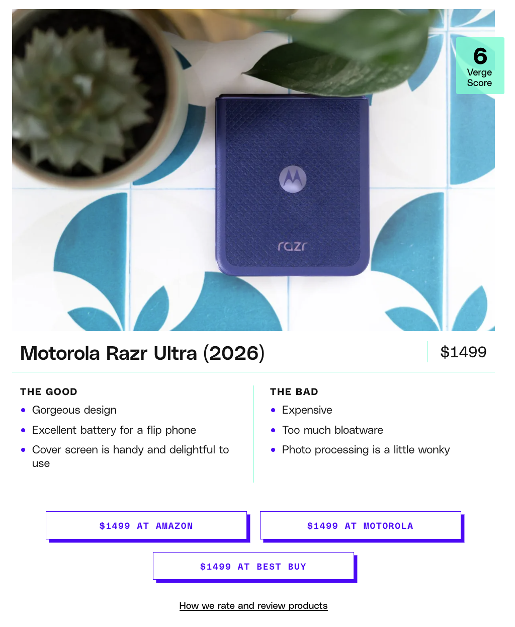 product card on The Verge
