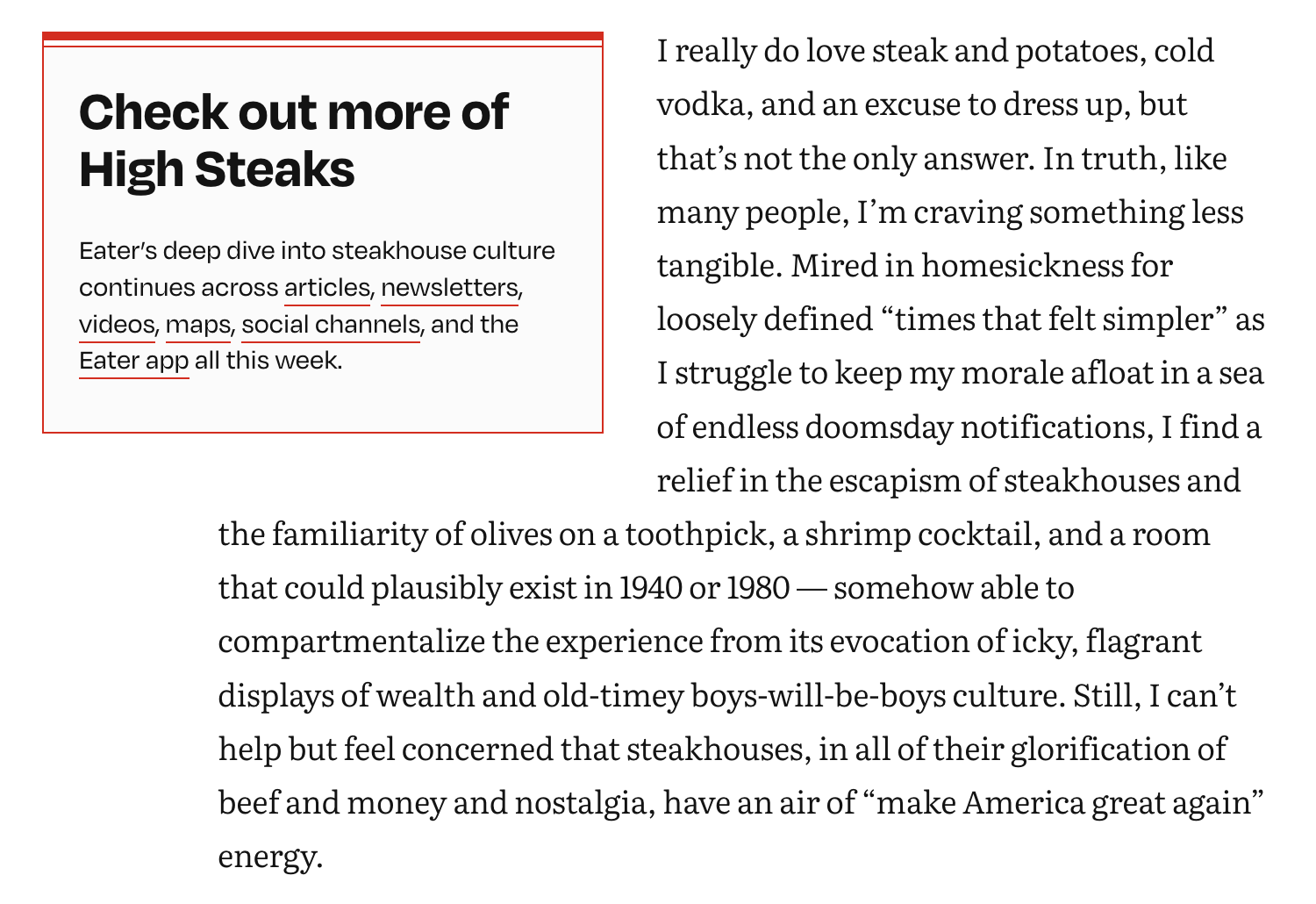 sidebar component on Eater