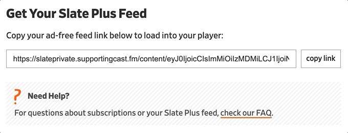 manual feed form for Slate Plus members
