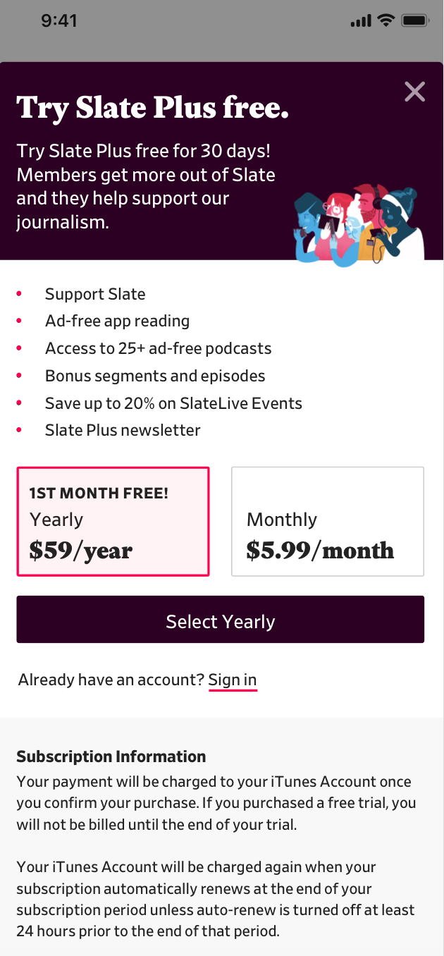 Mock of Slate Plus landing page