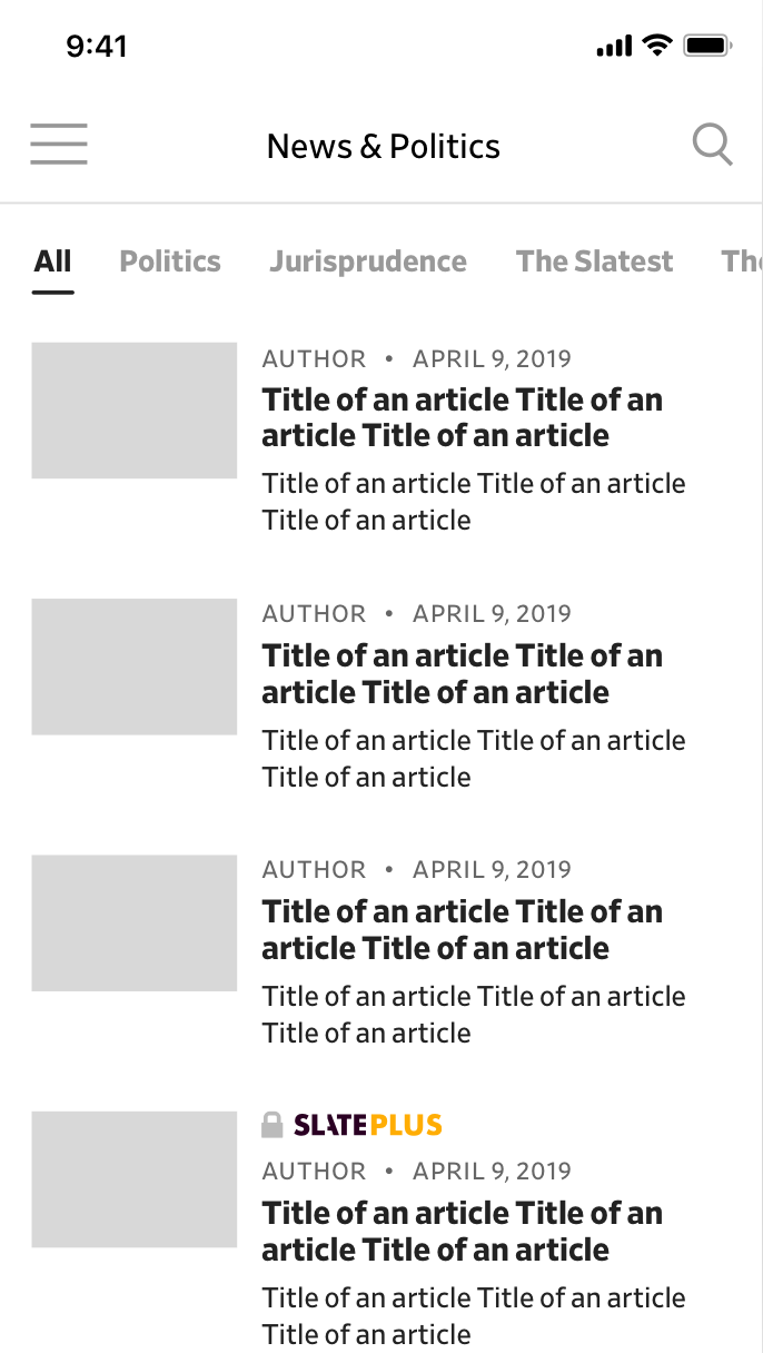 Feed page with Slate Plus content indicated