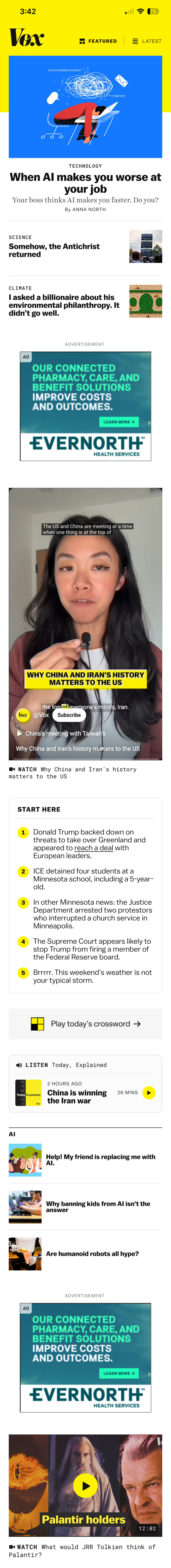 home tab, editorialized video