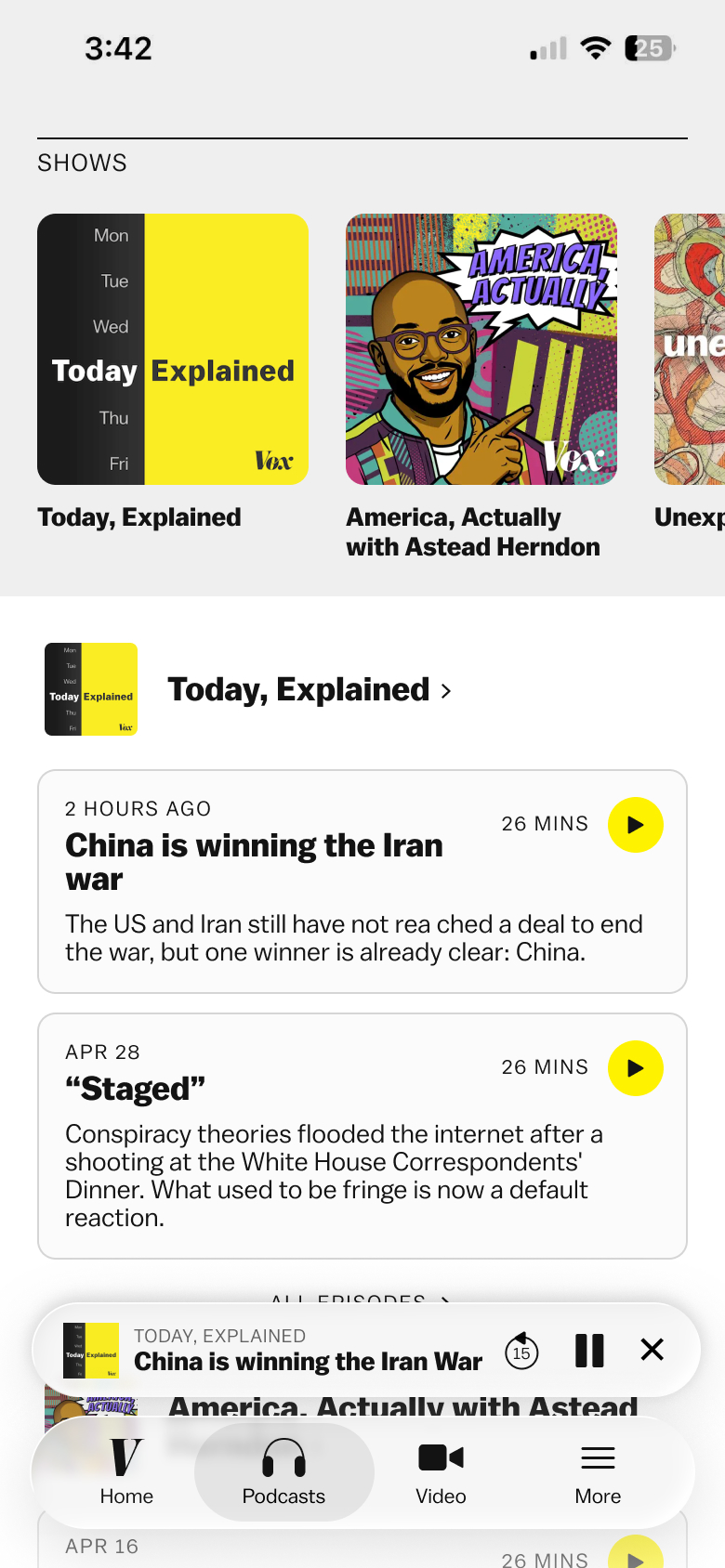final podcast tab + podcast playing