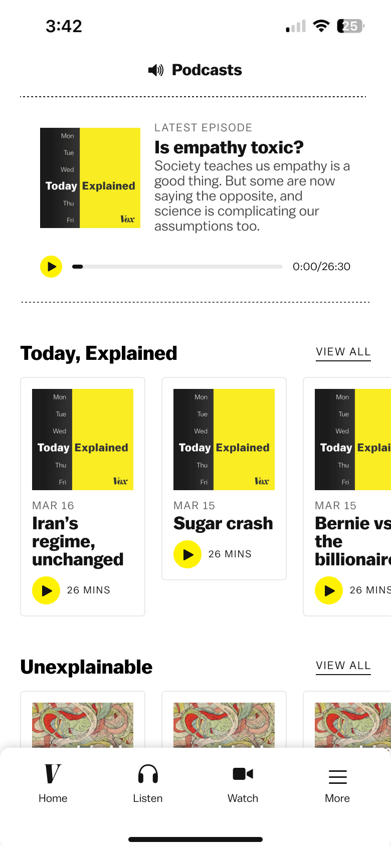 initial mock of podcasts tab